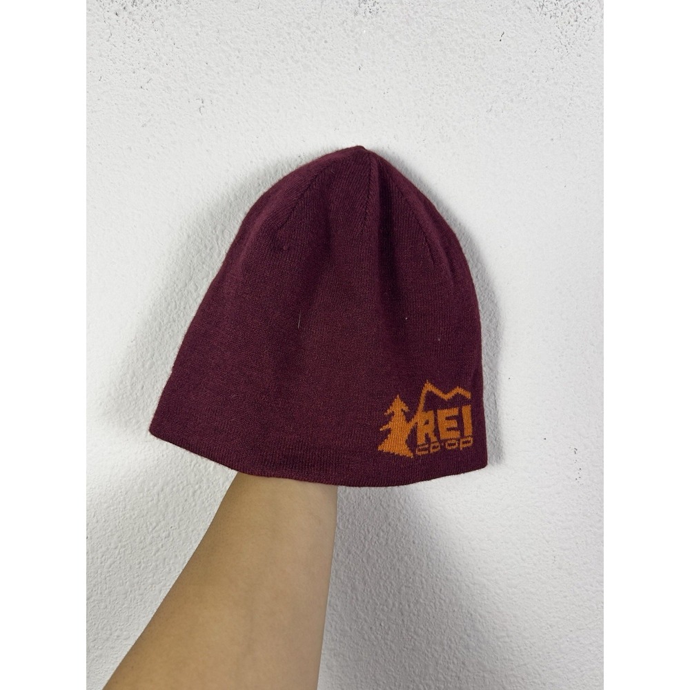 REI Co-Op Skull Cap Beanie Maroon Orange Outdoors Minimalist